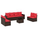vidaXL Salon de jardin avec coussins 9 Pièces marron résine tressée