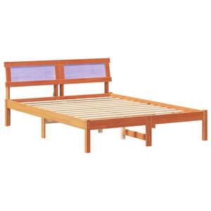 vidaXL Cadre de lit avec tête de lit Brun cire 135 x 190 cm Pin massif