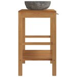 vidaXL Armoire de toilette Teck solide et lavabo en pierre de rivière
