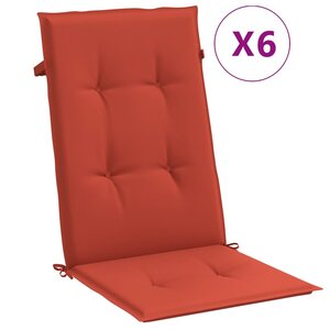 vidaXL Coussins de chaise à dossier haut lot de 6 rouge mélangé tissu