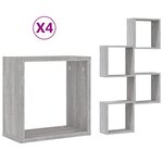 vidaXL Étagères cube murales 4 Pièces sonoma gris 30x15x30 cm