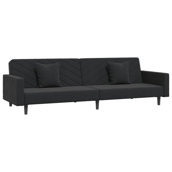 vidaXL Canapé-lit à 2 places avec deux oreillers Noir Velours