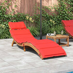 vidaXL Chaise longue avec coussin rouge bois d'acacia solide