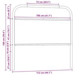 vidaXL Tête de lit chêne fumé 107 cm acier et bois d'ingénierie