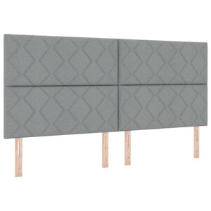 vidaXL Lit à ressort LED avec matelas Gris clair 200 x 200 cm tissu