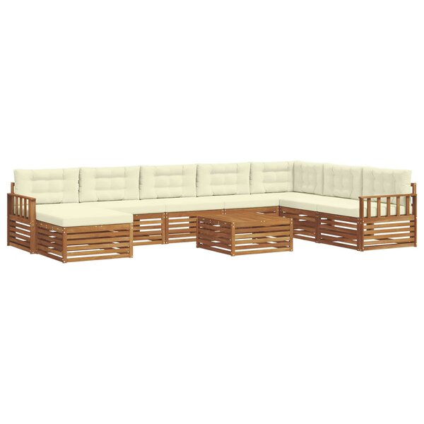 vidaXL Ensemble de canapés d'extérieur 9 pc Naturel et Crème