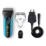 Braun rasoir électrique series 3 proskin 3040s wet & dry rechargeable - bleu