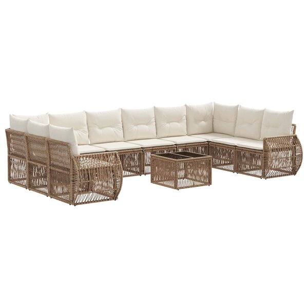 vidaXL Ensemble de canapé de jardin 11 Pièces Beige et blanc crème