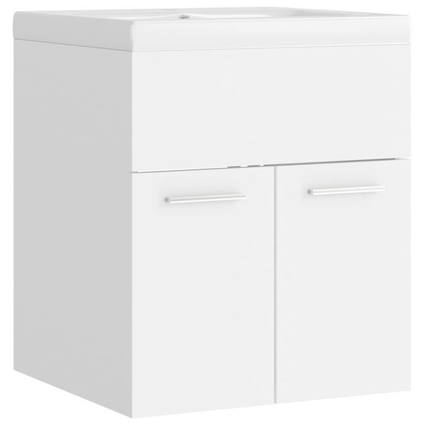 vidaXL Armoire d'évier avec lavabo intégré Blanc Aggloméré