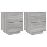 vidaXL Armoires de chevet et lumières LED 2 Pièces sonoma gris