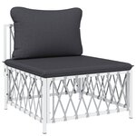 Salon de jardin meuble d'extérieur ensemble de mobilier avec coussins 5 pièces blanc acier 02_0018301