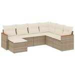 vidaXL Salon de jardin avec coussins 7 Pièces beige résine tressée
