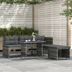 vidaXL Ensemble à manger de jardin 4Pièces coussins Gris Résine tressée