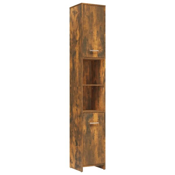 vidaXL Armoire de bain Chêne fumé 30x30x183 5 cm Bois d'ingénierie