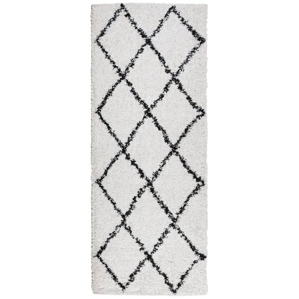 vidaXL Tapis shaggy à poils longs moderne crème et noir 80x200 cm