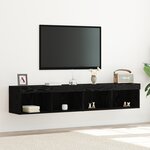 Meubles TV vidaXL avec éclairage LED 2 Pièces Chêne noir 80x30x30 cm