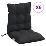 vidaXL Coussins de chaise à dossier bas lot de 6 noir tissu oxford