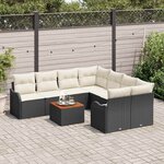 vidaXL Ensemble de canapé de jardin 9 Pièces Noir Poly rotin