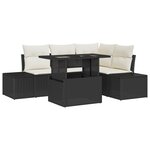 vidaXL Set de canapé de jardin 5 pièces avec coussins en poly rattan noir