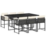 vidaXL Ensemble à manger de jardin coussins 7Pièces Noir Résine tressée