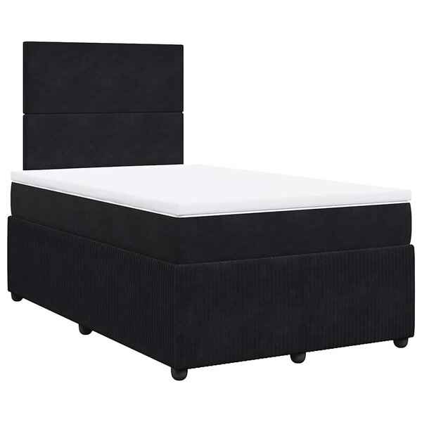 vidaXL Sommier à lattes de lit avec matelas noir 120x190 cm velours