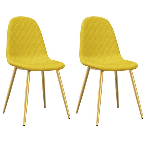 vidaXL Chaises à manger lot de 2 Jaune moutarde Velours