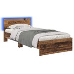 vidaXL Cadre de lit avec bandes LED Bois ancien Bois d'ingénierie