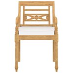 vidaXL Chaises Batavia lot de 4 avec coussins Bois de teck solide