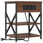vidaXL Table de nuit avec station de chargement 2 Pièces Chêne marron