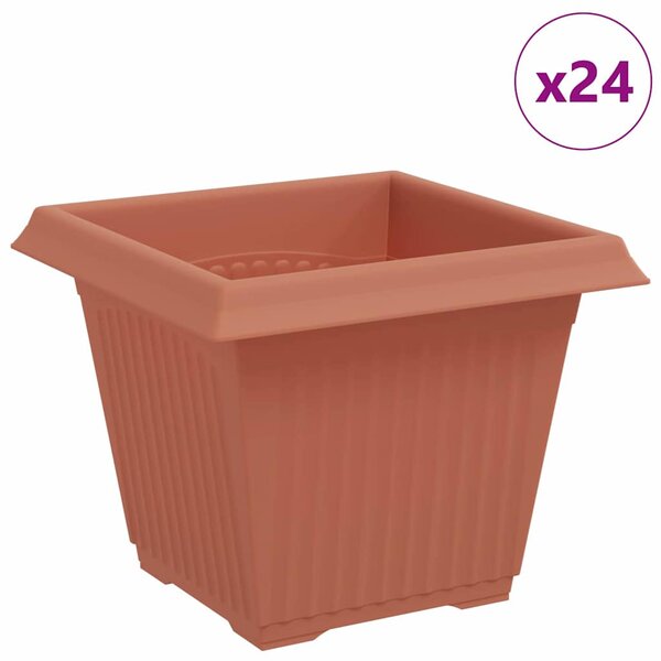 vidaXL Pot de Fleurs Carré 24 Pièces Rouge brique 20 x 20 x 16 cm