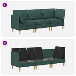 vidaXL Canapé modulaire avec rangement 3 Pièces Vert foncé Tissu