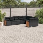 vidaXL Salon de jardin 9 Pièces avec coussins noir résine tressée