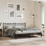 vidaXL Cadre de lit métal avec tête de lit noir 183x213 cm