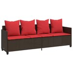 vidaXL Chaise longue avec coussins marron résine tressée