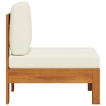 vidaXL Canapé central avec coussins blanc crème Bois d'acacia solide