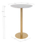 Table de bar plateau aspect marbre et base laiton Ø 70 x 105 cm