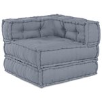 Sofa Pouffe Modulaire 3 Places Convertible en Tissu Gris vidaXL
