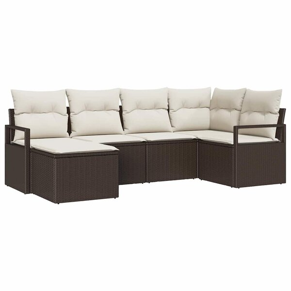 vidaXL Ensemble de canapé de jardin avec coussin 6 Pièces Marron  Crème