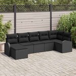vidaXL Ensemble de canapé de jardin 7 Pièces Noir Poly rotin