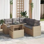 vidaXL Salon de jardin avec coussins 6 Pièces beige résine tressée