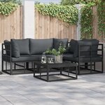 vidaXL Ensemble de canapé de jardin 4 Pièces Noir 213 x 143 x 71 cm