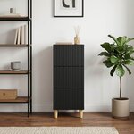 vidaXL Armoire à tiroirs Noir 33 x 34 5 x 90 cm Bois d'ingénierie