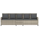 vidaXL Canapé de jardin et coussins 5 places gris clair résine tressée