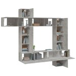 vidaXL Ensemble de meubles TV 9 Pièces Gris béton Bois d'ingénierie