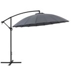 Parasol déporté type Shanghai - diametre 3m - strucutre aluminium avec polyester 220gr - Gris - HYOTY