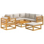 vidaXL Salon de jardin 8 Pièces avec coussins gris clair bois massif