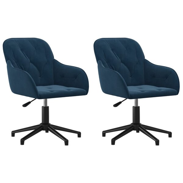 vidaXL Chaises pivotantes à manger lot de 2 Bleu Velours