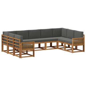 vidaXL Ensemble de canapés d'extérieur 9 pc Naturel et Anthracite
