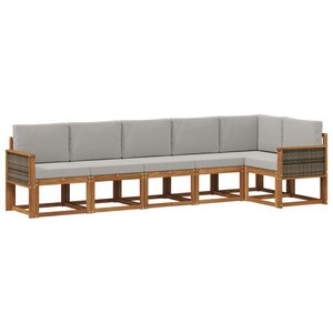 vidaXL Ensemble de canapés d'extérieur 6 pc Naturel et gris clair