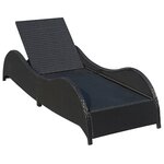 vidaXL Chaise longue avec coussin Résine tressée Noir